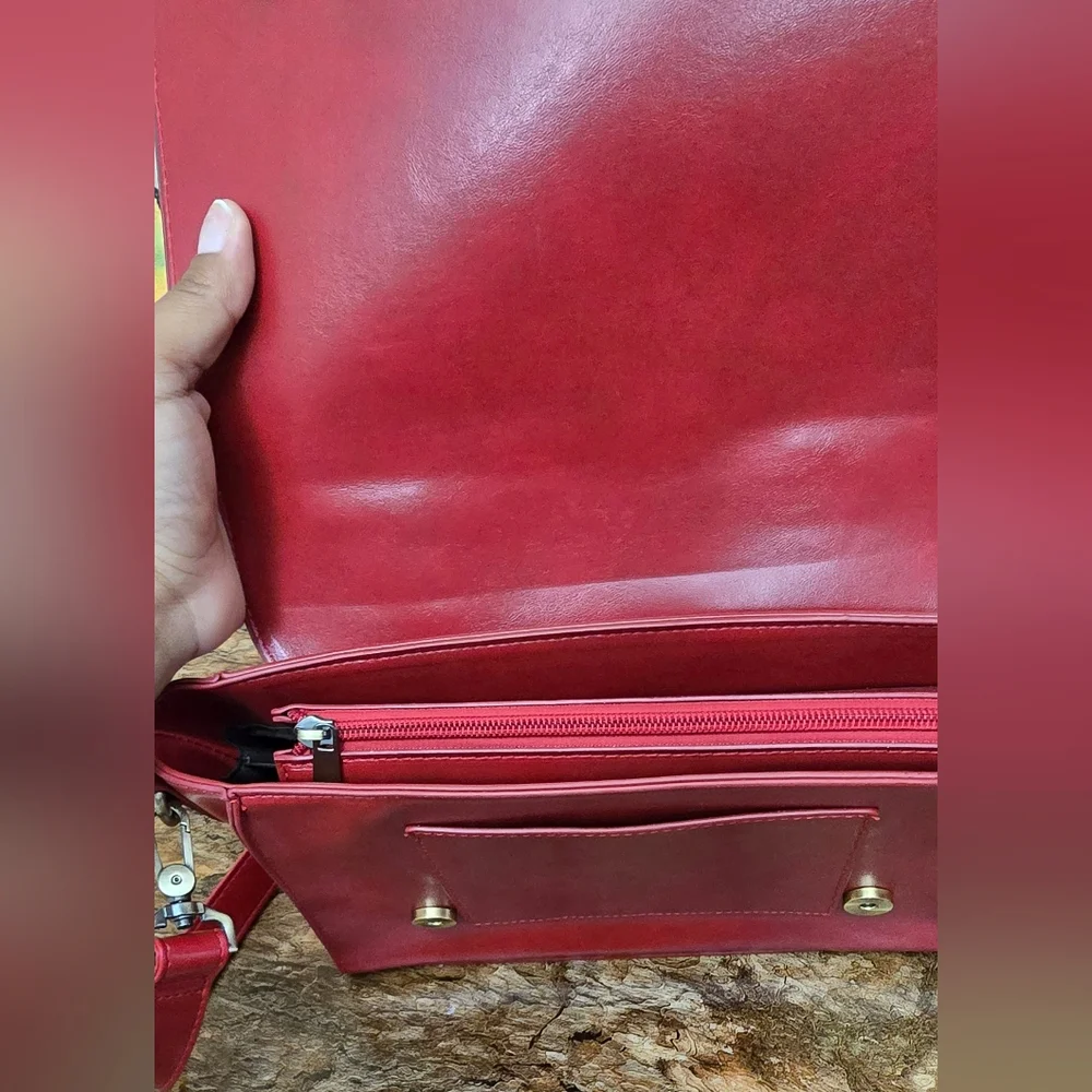 Walsa Red Bow Crossbody Satchel Bag Floral Cutout Top Handle Purse